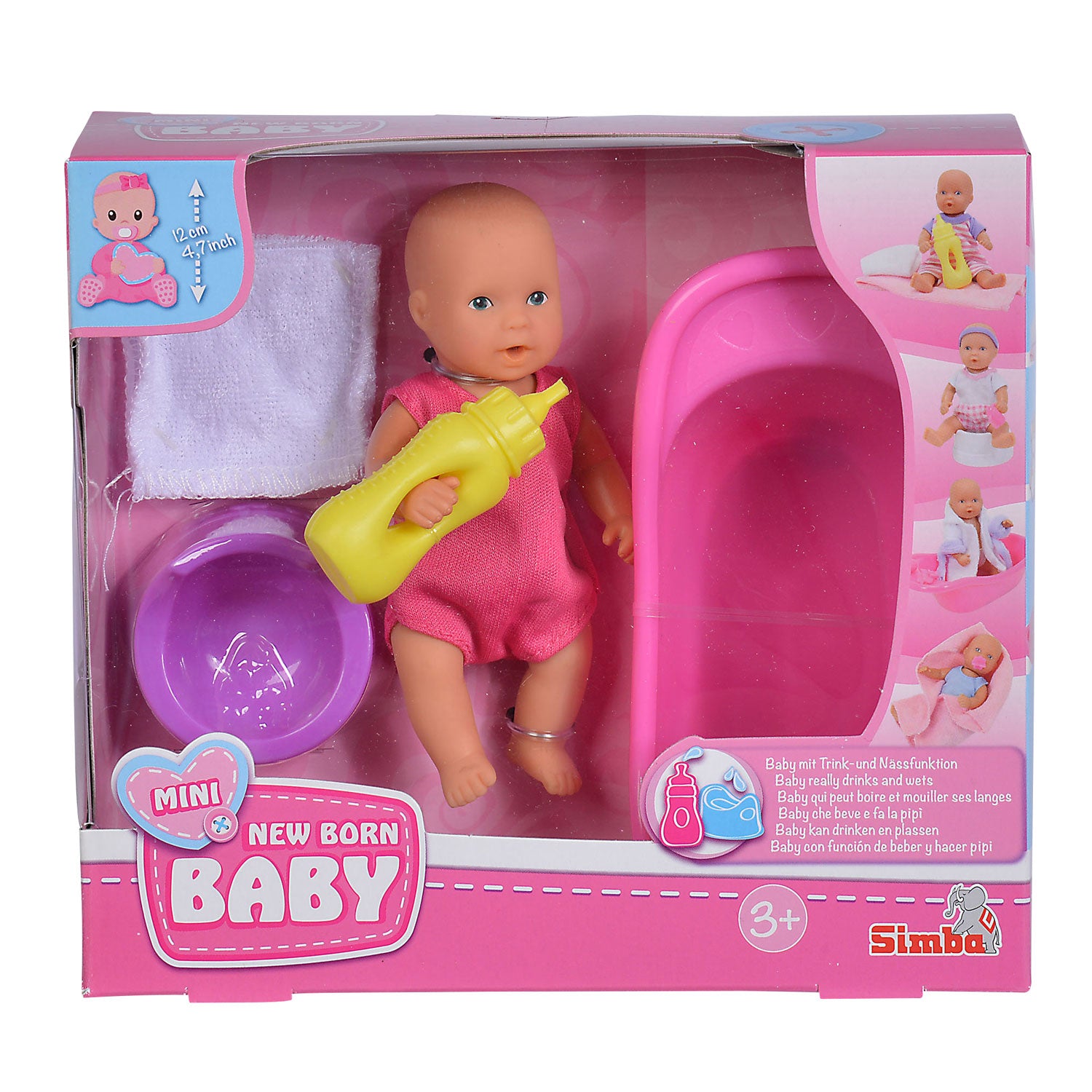 Mini pasgeboren baby in badset