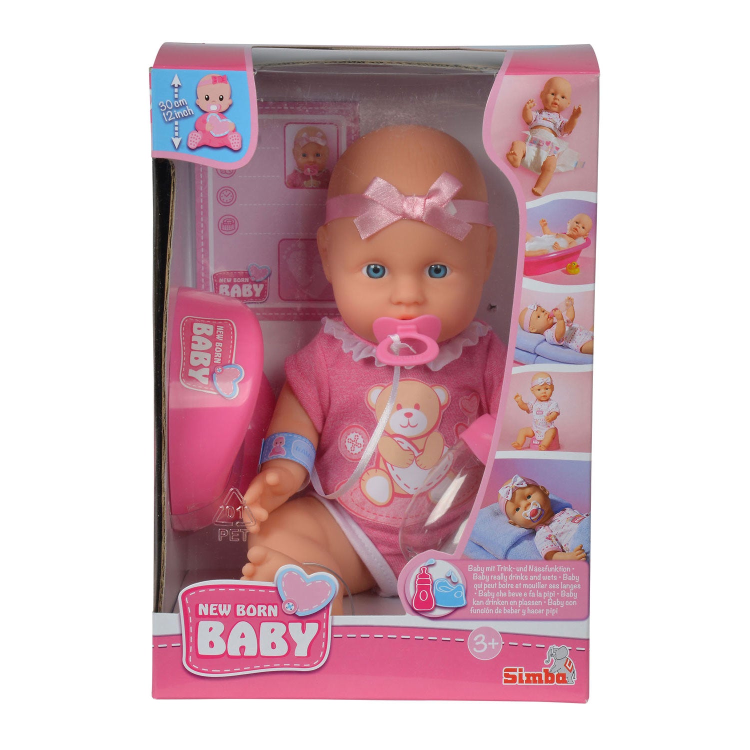 Simba - new born baby - cute doll - 30cm - drink en plasfunctie - babypop