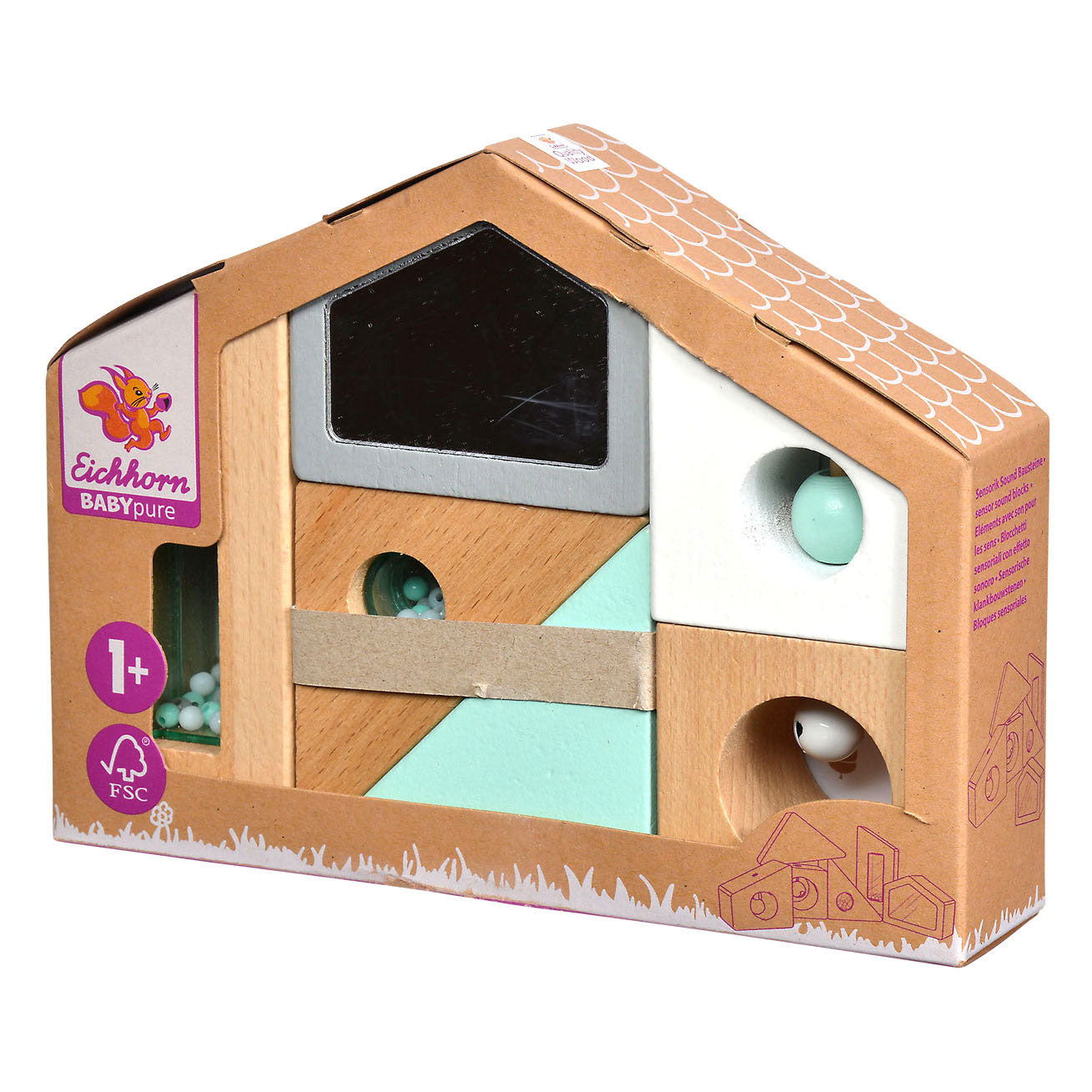 Eichhorn baby pure houten bouwblokken met geluid