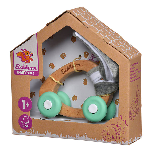 Eichhorn baby houten auto met pluche