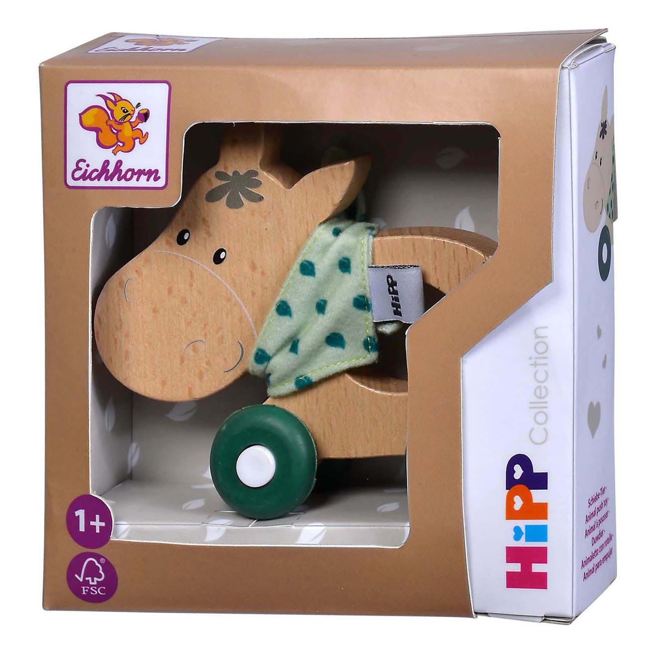 Eichhorn baby hipp houten duwfiguur ezel
