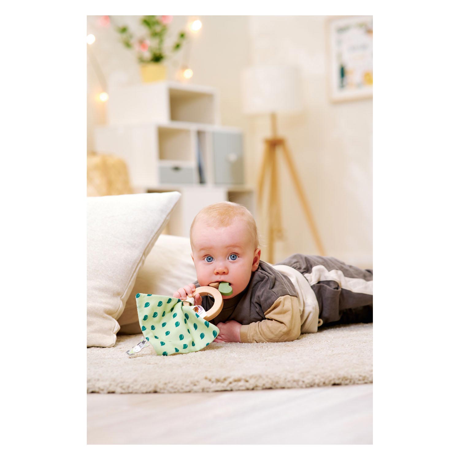 Eichhorn baby hipp houten bijtring met knuffeldoekje