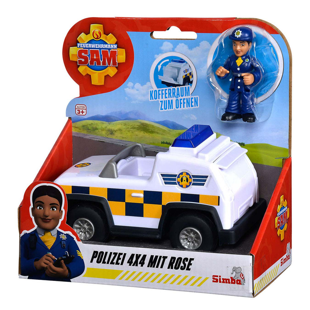 Simba brandweerman sam politie 4x4 jeep metfiguur speel