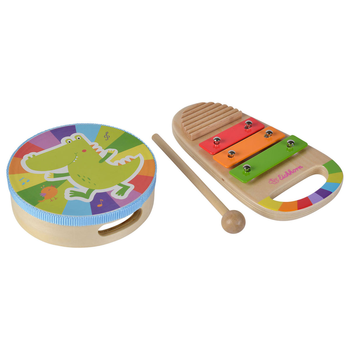 Eichhorn wooden drum and xylophone music set, 3-piece