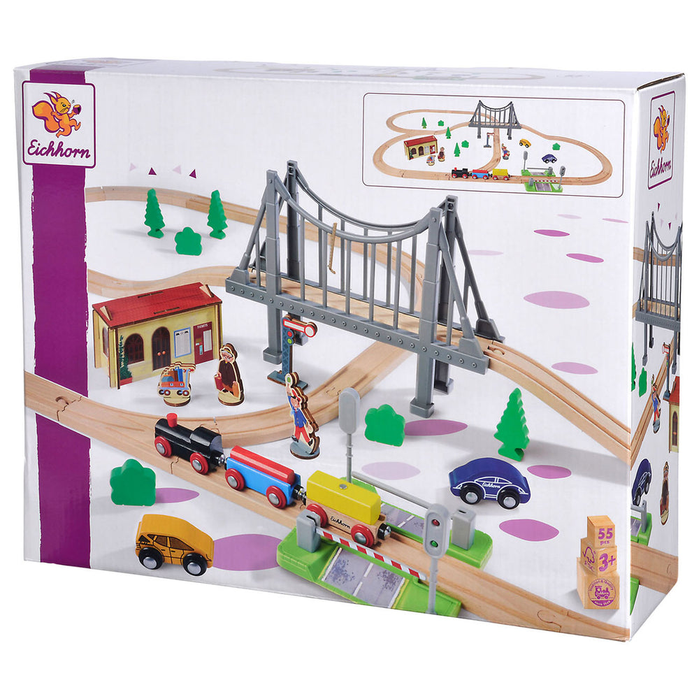 Eichhorn treinbaan met brug speelset, 55dlg.