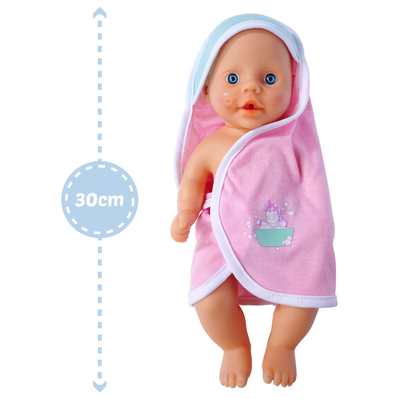 Pasgeboren baby Badpop Moet in Bad