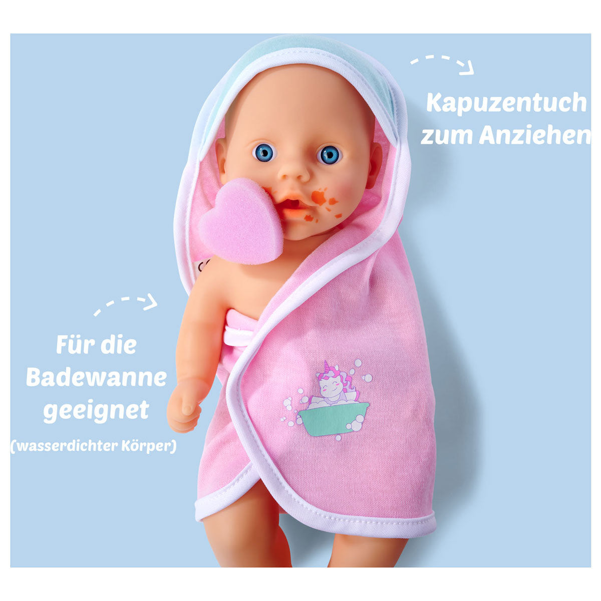 Pasgeboren baby Badpop Moet in Bad