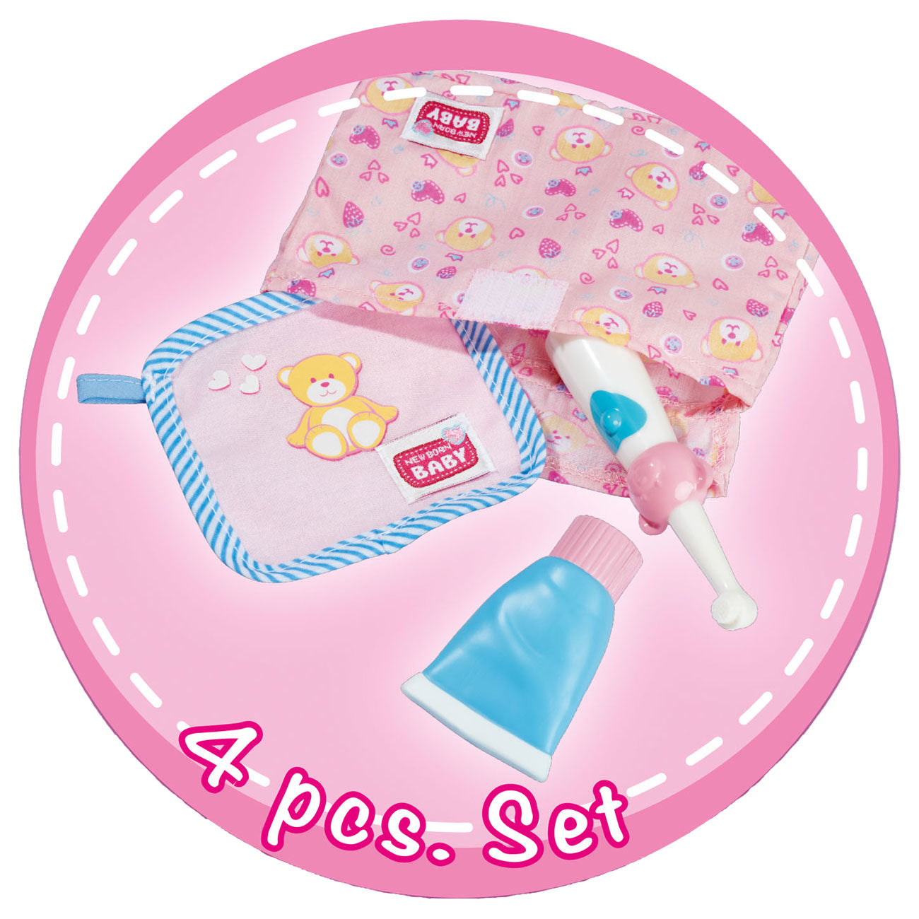 Pasgeboren baby badaccessoires, 4dlg.