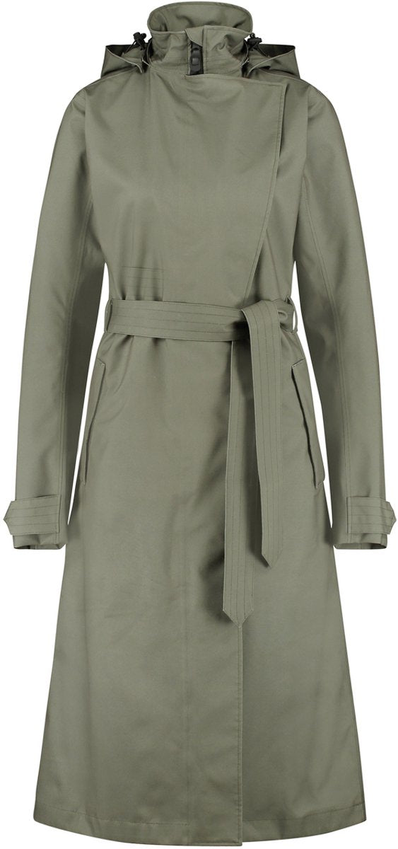 Agu trench coat long regenjas dames waterdicht - army green - waterkolom 5.000 mm - afneembare capuchon xs