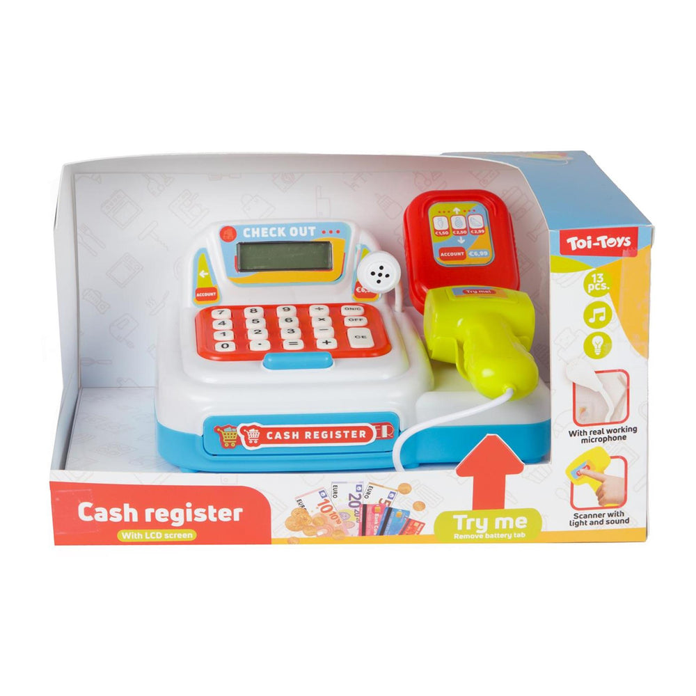 Toi-toys kassa met geld+scanner +l-g 2ass