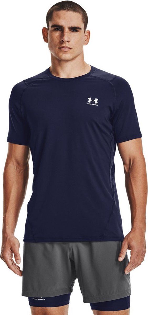 Under armour ua hg armour fitted ss-blu heren sportshirt - midnight navy - wit l