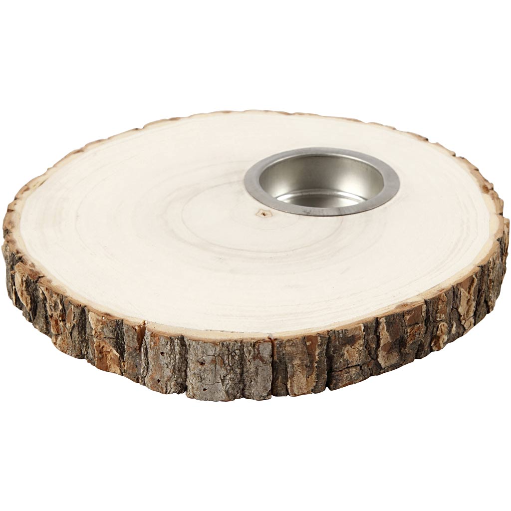 Creativ company houten schijf waxine houderlicht 14-16cm