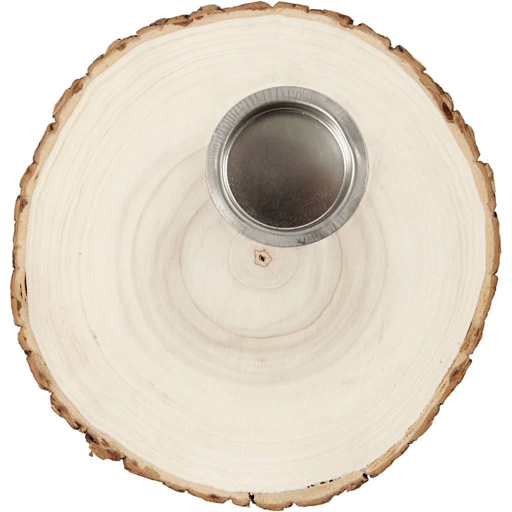 Creativ company houten schijf waxine houderlicht 14-16cm
