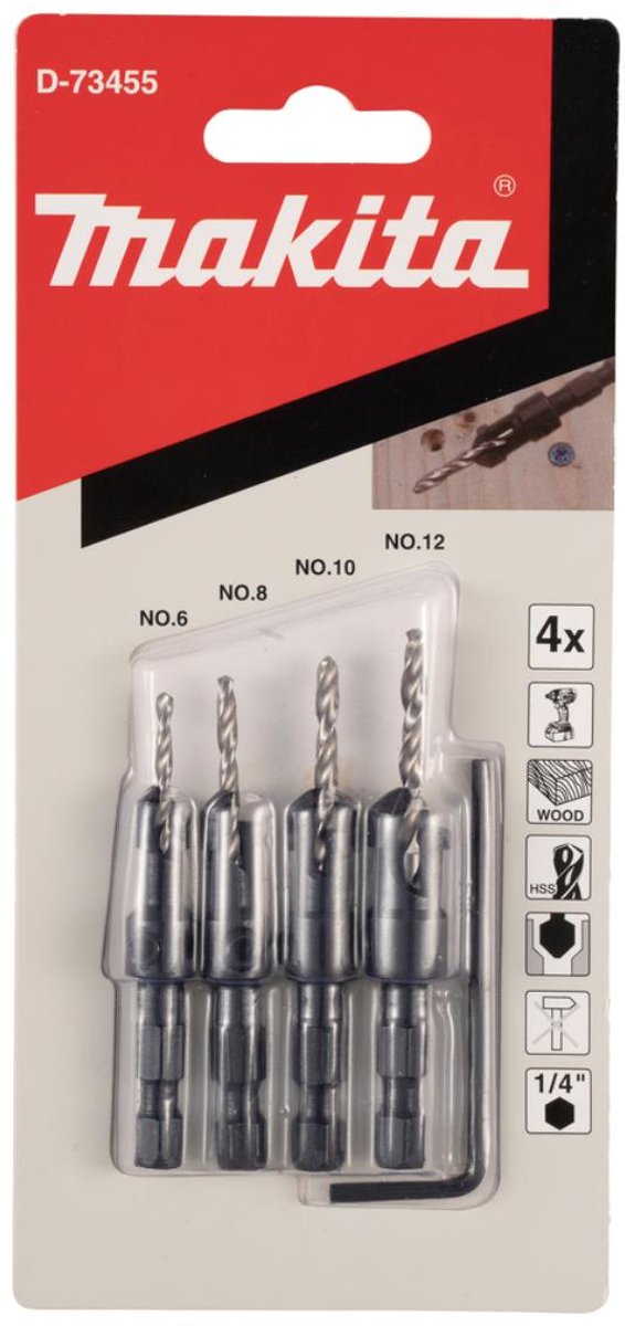 Makita d-73455 verzinkboor quad driver-set
