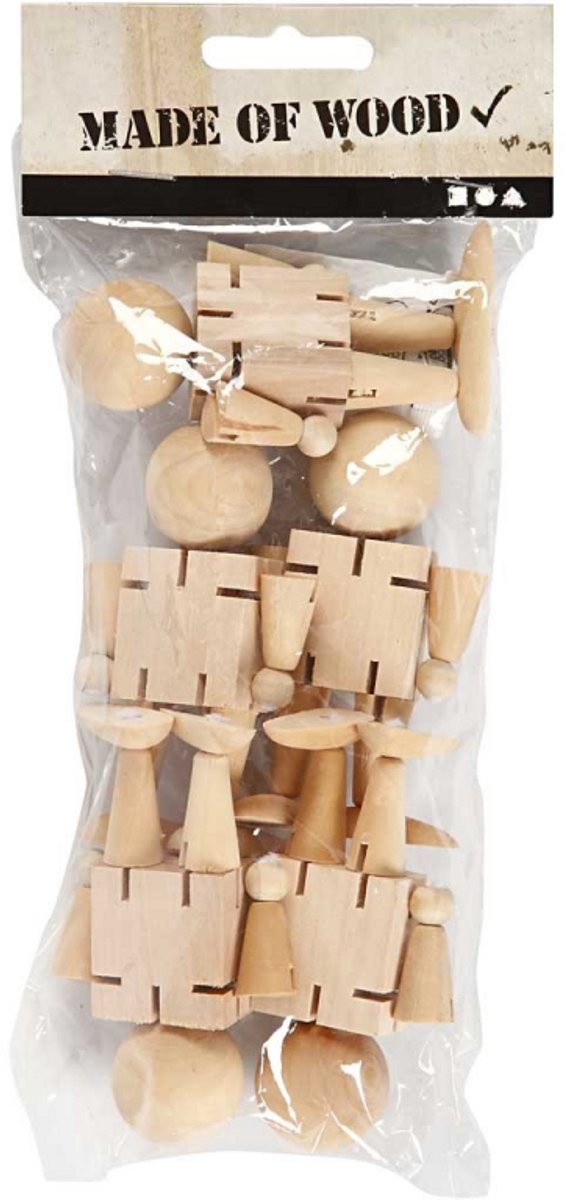 Creativ company houten elastiek figuur 8 cm 5 stuks