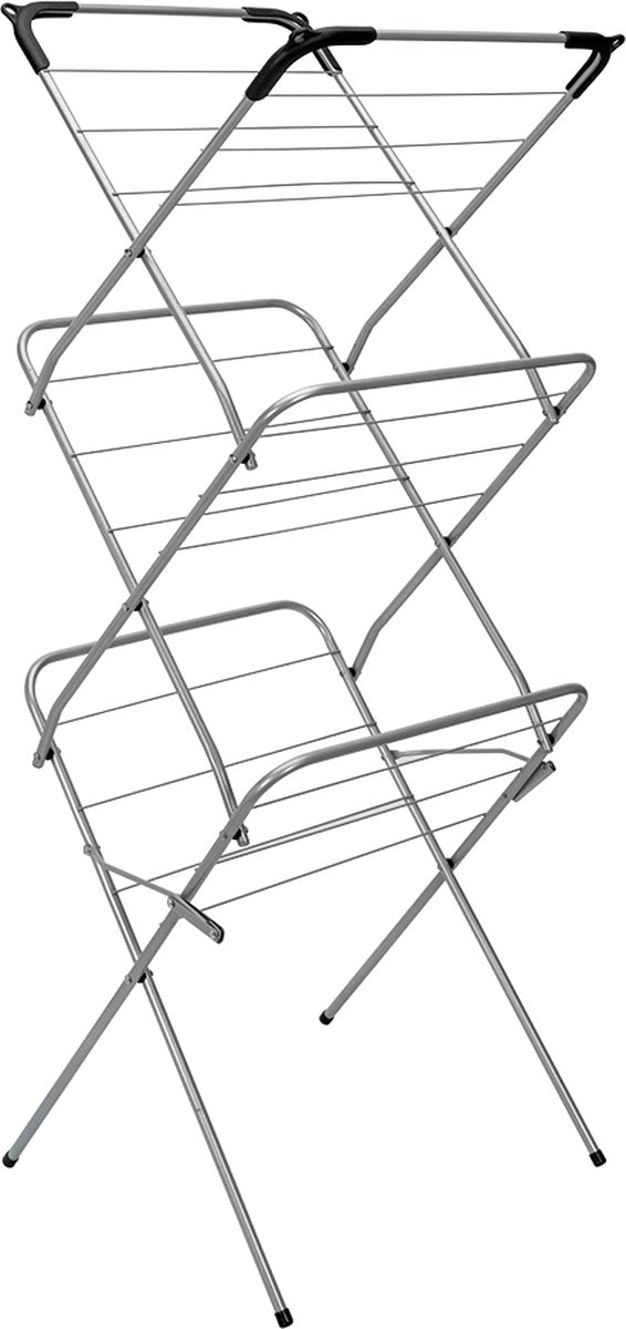 Tomado - droogrek concerto - 9,5 meter drooglengte - zilver - met haakjes voor kledinghangers