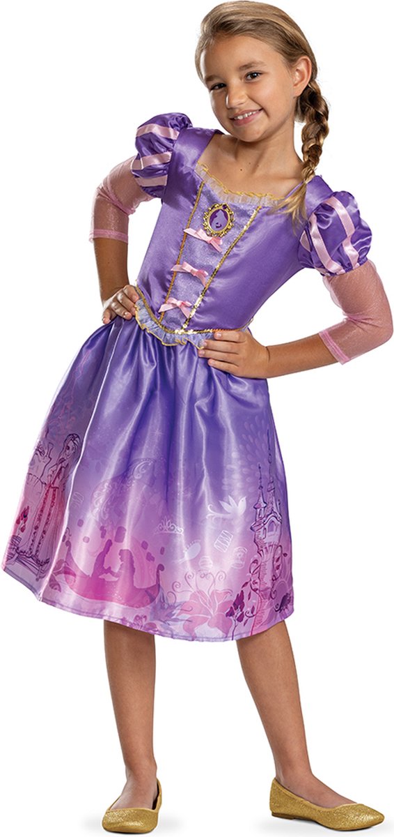 Disguise disney prinses - tangled, rapunzel verhalenboek classic, maat m (7-8 jaar), meisjes