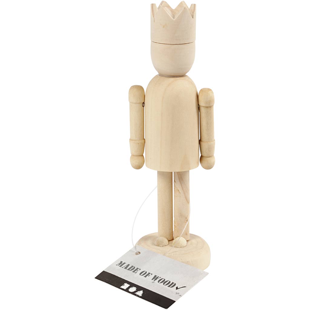 Creative company houten figuur met kroon, 13cm