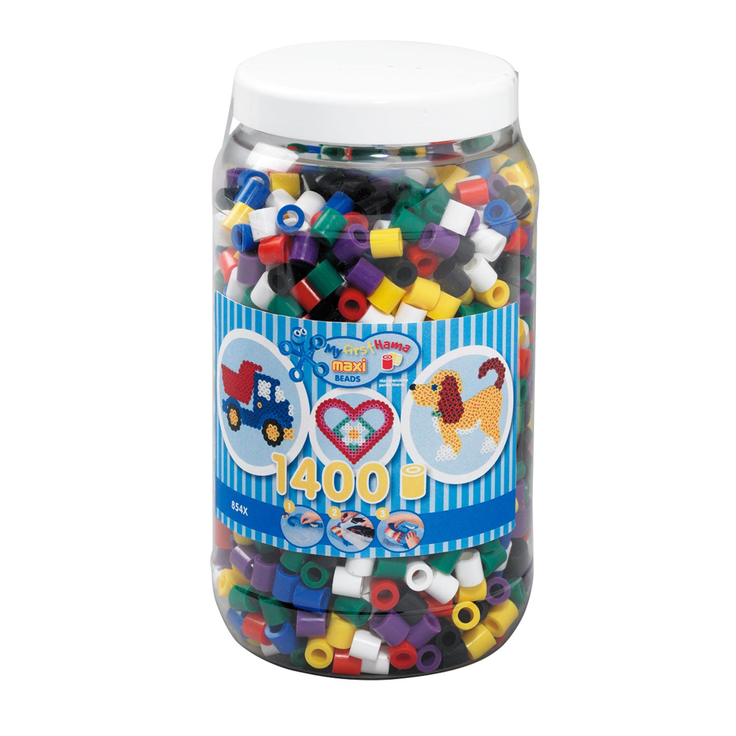 Hama maxi strijkkralen in pot - mix standaard (00), 1400st.