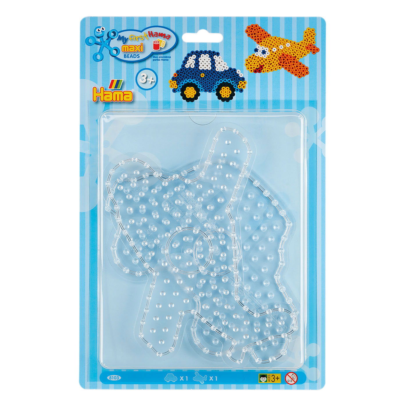Hama maxi strijkkralenbordjes auto en vliegtuig