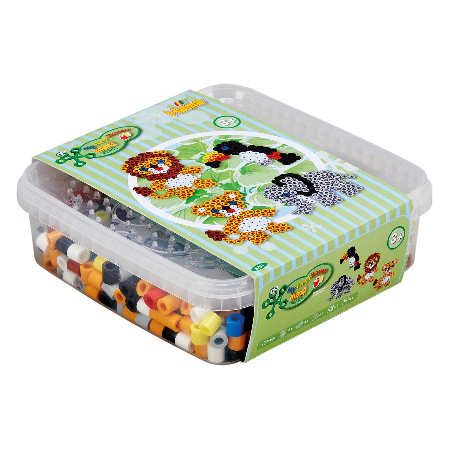 Hama maxi strijkkralenset - wilde dieren, 600st.