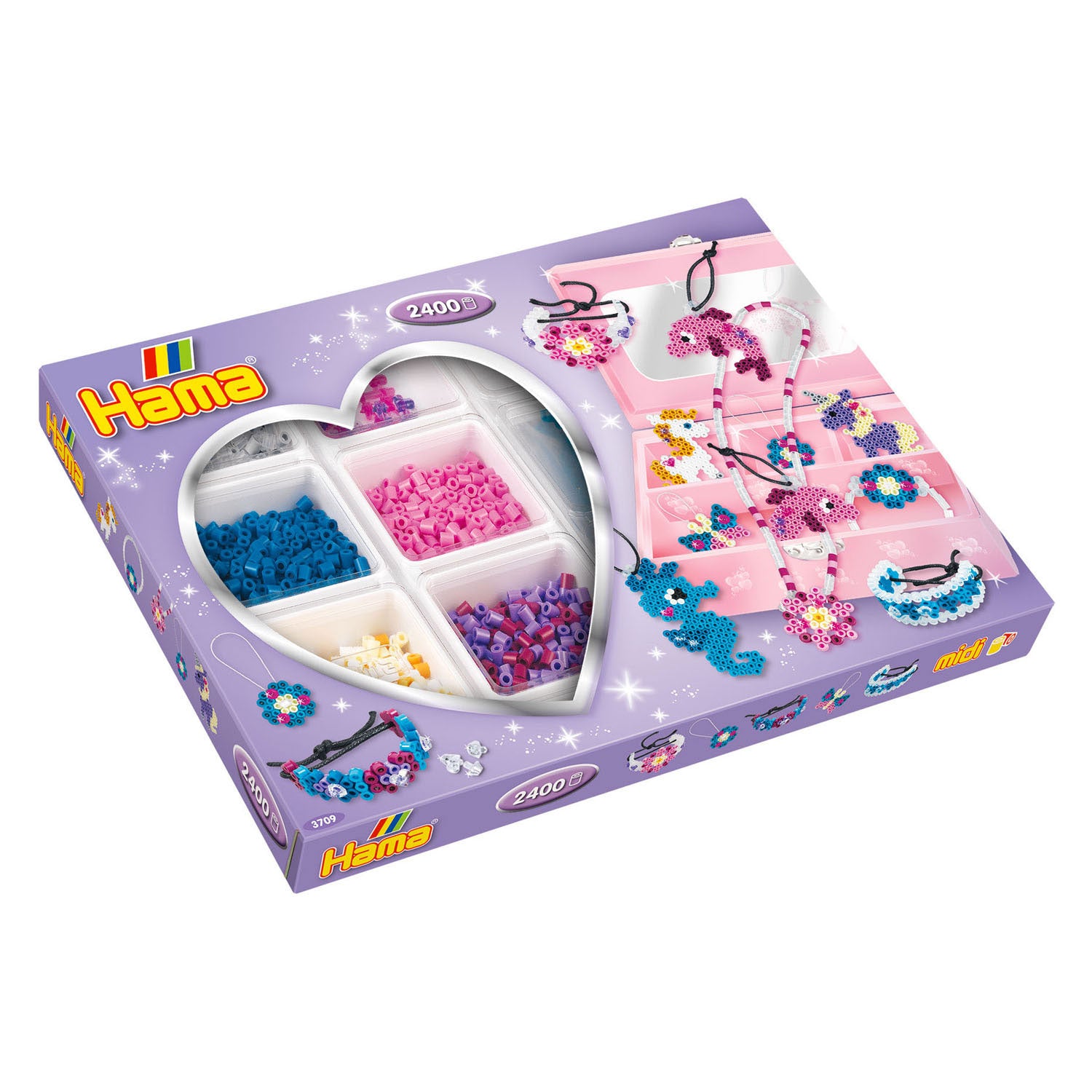 Merkloos sans marque hama strijkkralen 2400 stuks sieradenset paars | 2 stuks