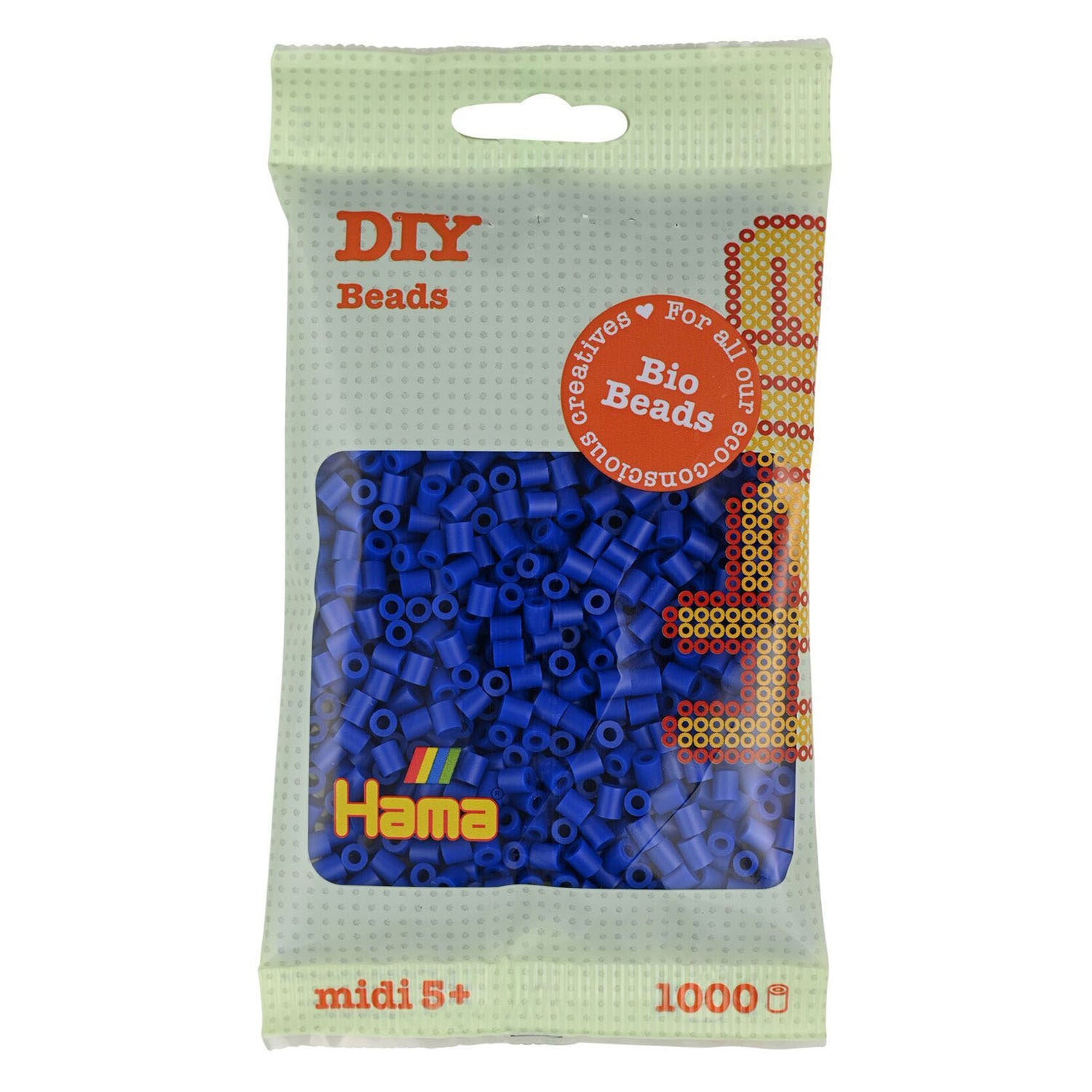 Hama midi bio strijkkralen - blauw (008), 1000st.
