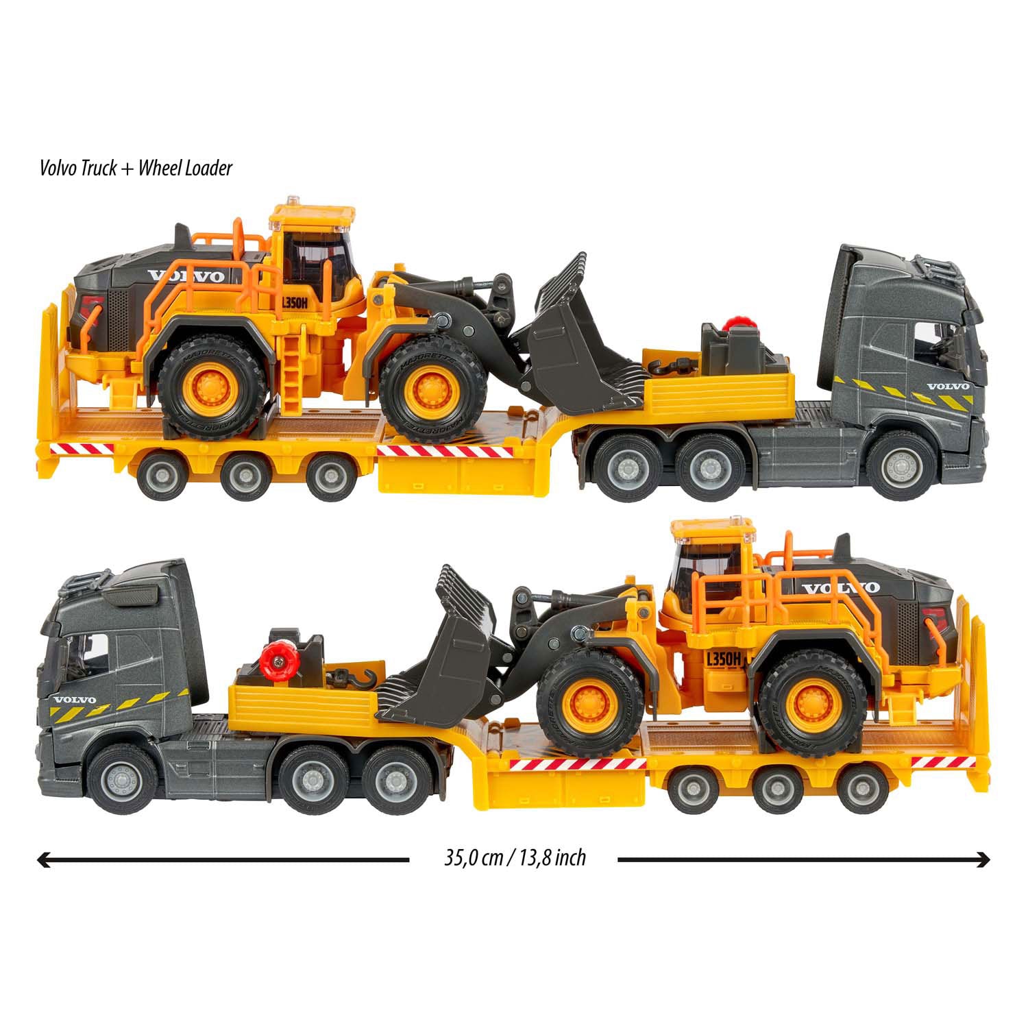 Majorette volvo fh16 truck met oplegger en wiellader