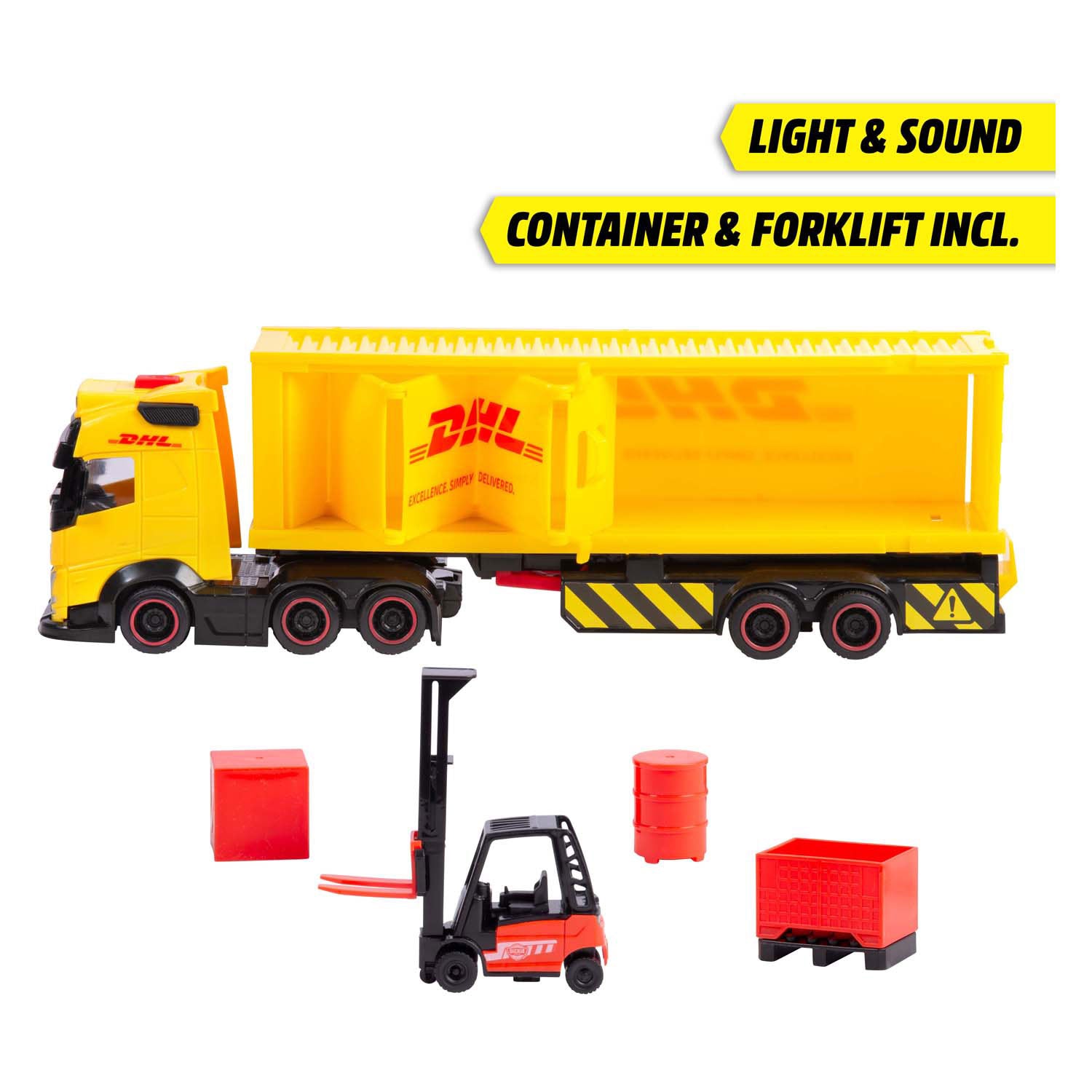 Dickie toys - vrachtwagen volvo dhl truck - heftruck