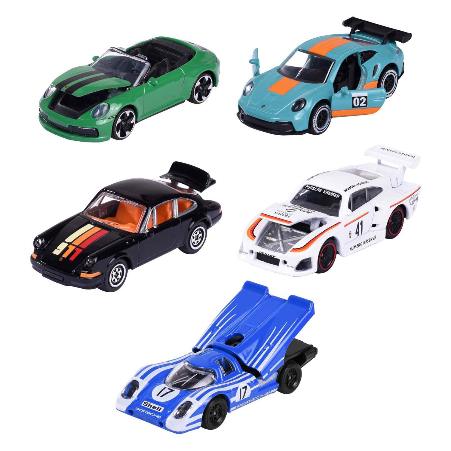 Majorette porsche set, 5dlg.