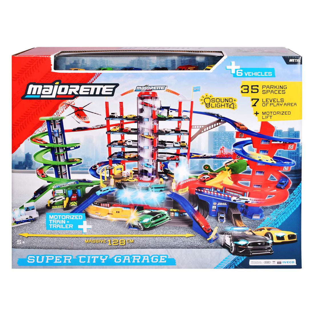 Majorette super city garage met 6 voertuigen