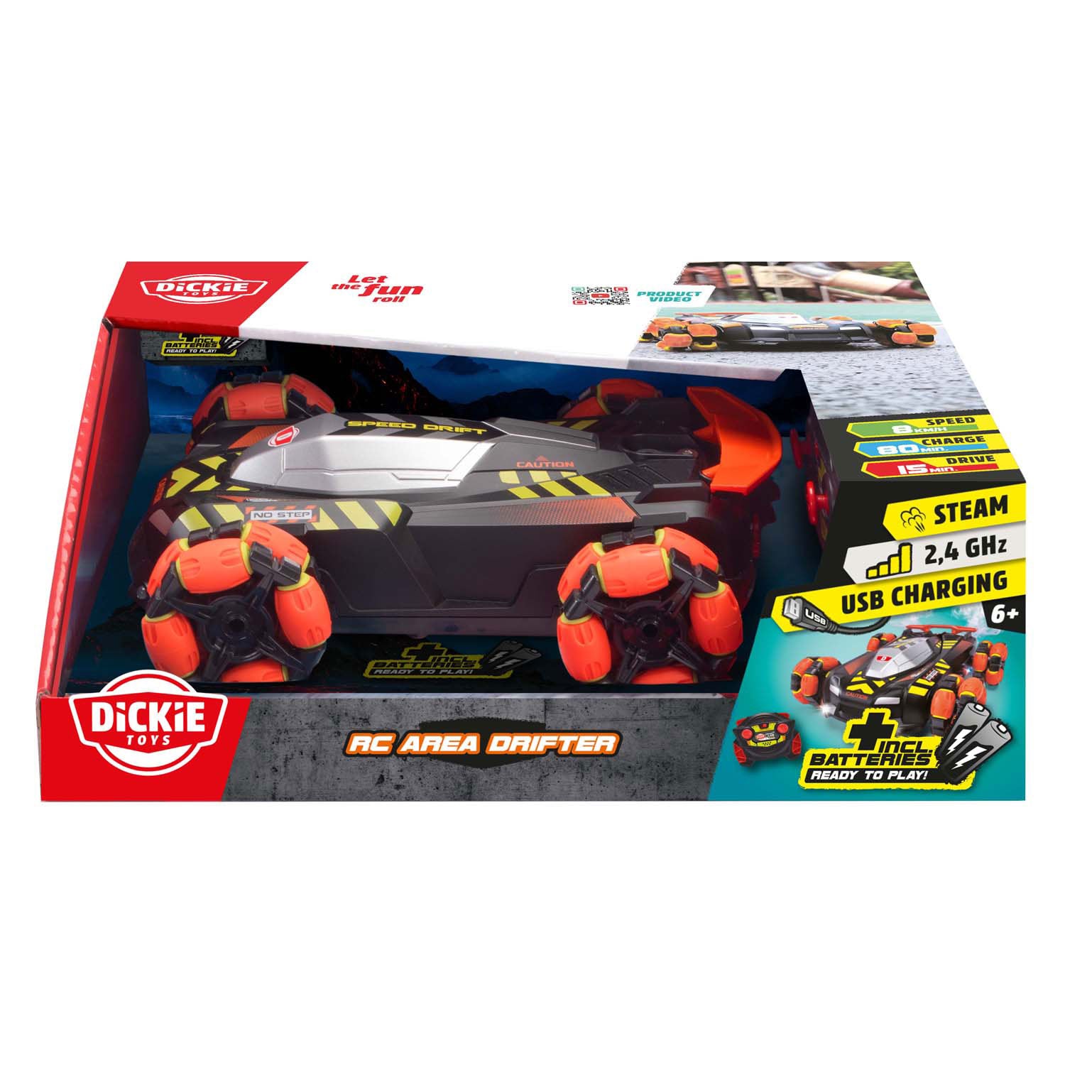 Dickie toys - rc area drifter - racewagen - licht - rookfunctie - driftfunctie - vanaf 6 jaar
