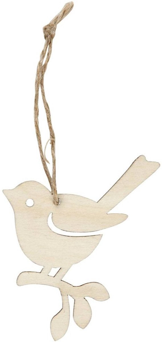 Creativ company houten hanger vogel, set van 5