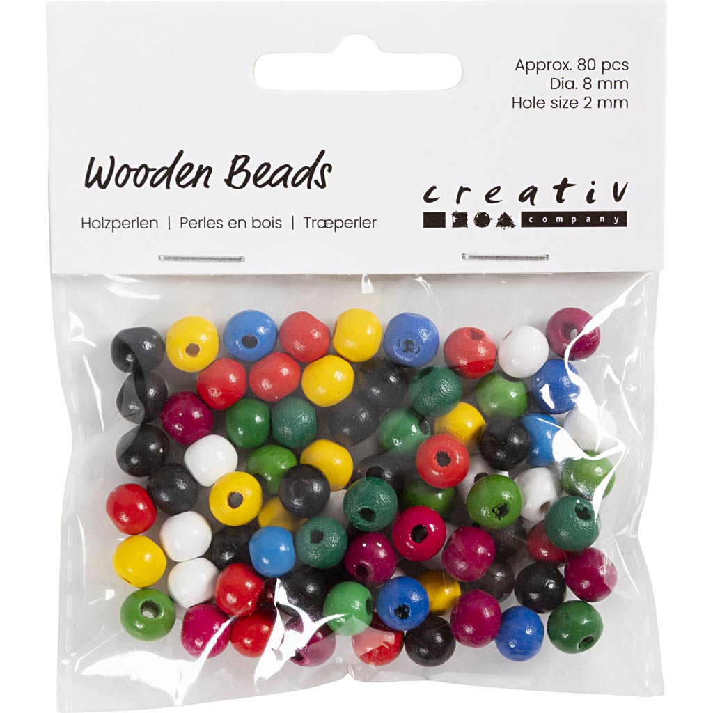Creatief bedrijf houten kralen diverse kleuren, 150st.