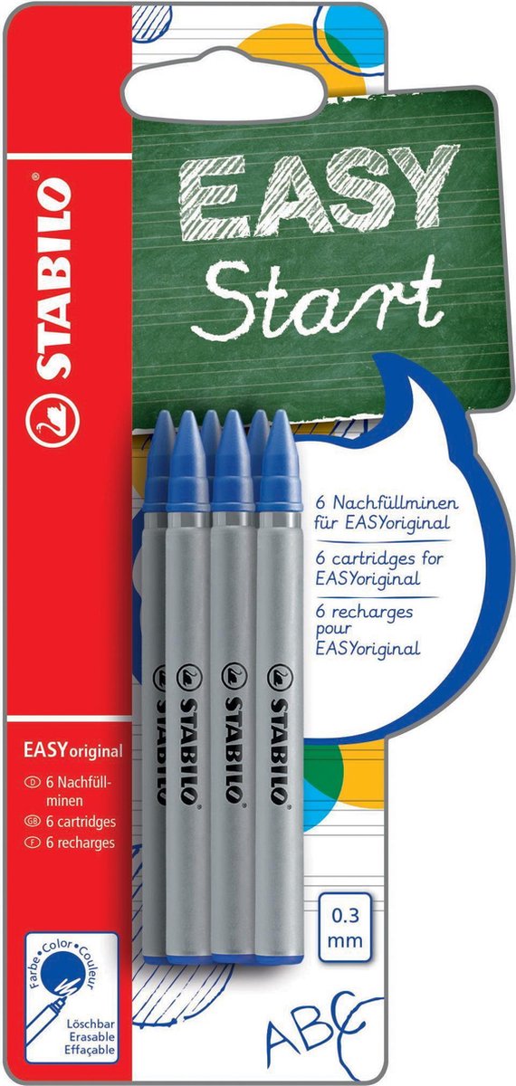 Stabilo easyorginal penvulling - fine 0.3mm - blister - 6 stuks