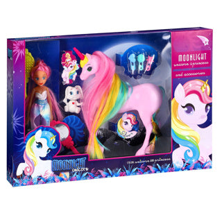 Moonlight poppenset met paard - poppenset - realistisch paard-figuur - barbie (5715079)