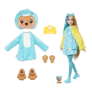 Barbie cutie reveal doll licht blauw geel