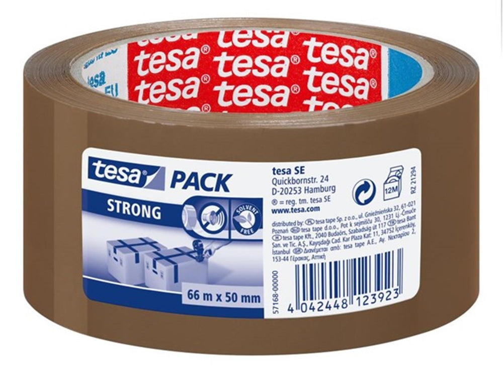 Tesa verpakkingstape dozenplakband 66mx50mm bruin pak a 6 rol