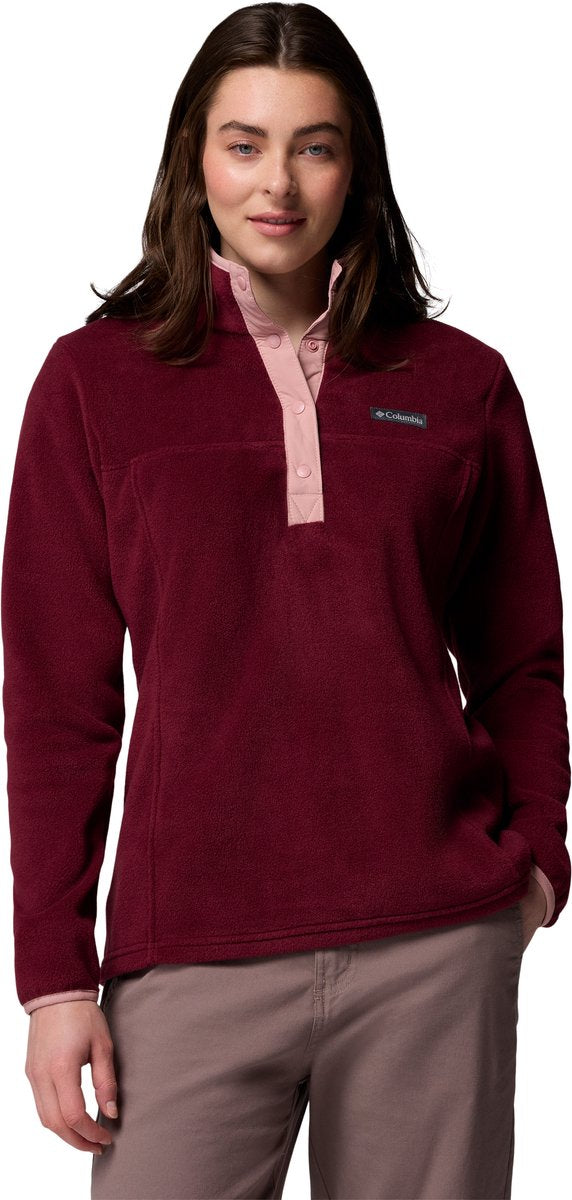 Columbia benton springs™ 1 2 snap pull over ii dames outdoortrui - rich wine, eraser pink xl