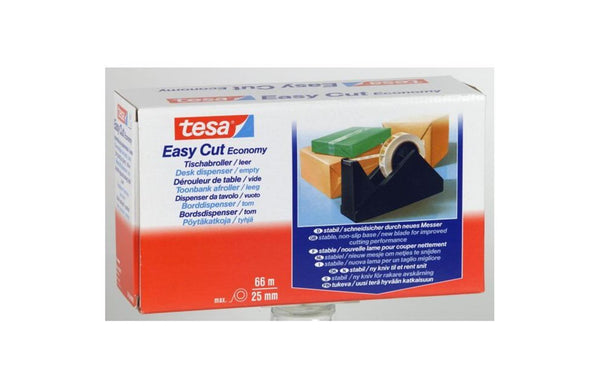 Tesa easy cut economy - verpakkingstape dispenser - antislip basis - zwart