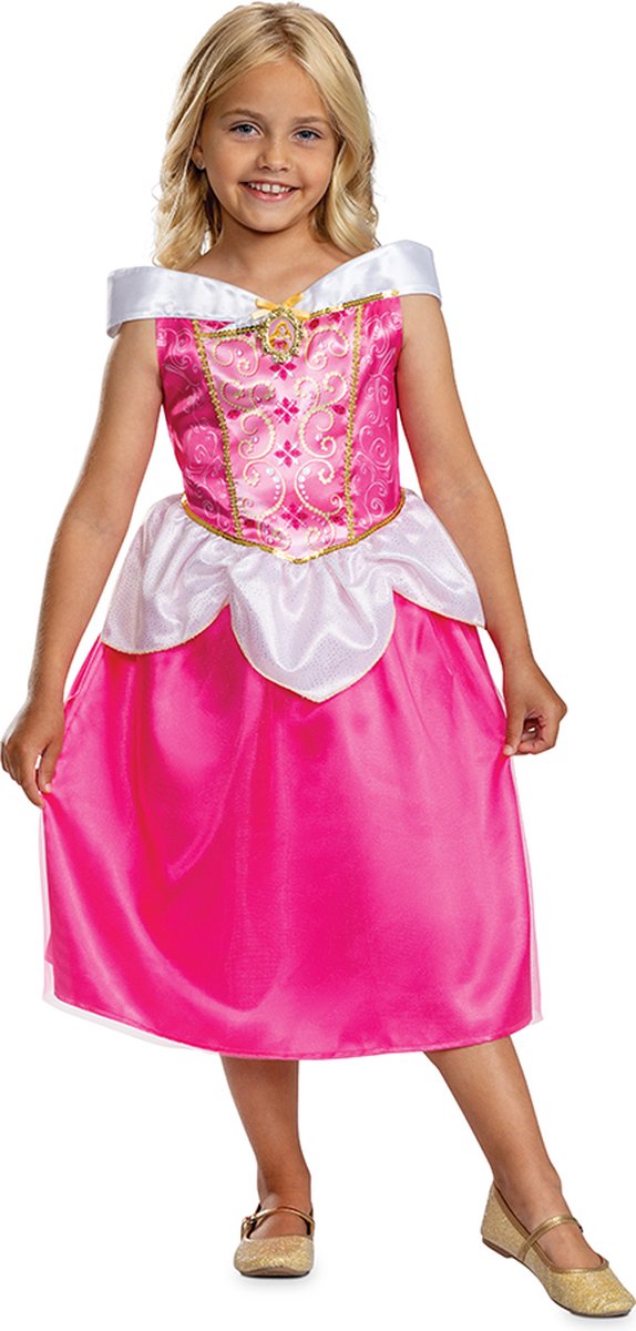 Disguise disney prinses - sleeping beauty, aurora jurk classic, maat xs (3t-4t jaar), meisjes