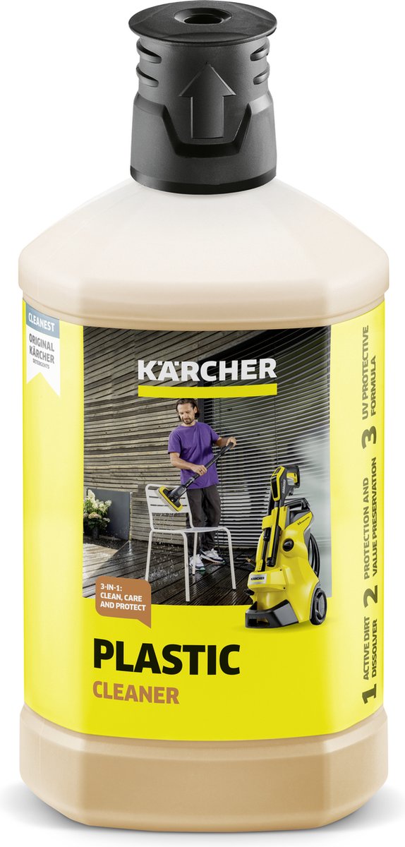 Kärcher kunststofreiniger rm 613, 1 liter reinigingsmiddel plug 'n clean - hogedrukreiniger - 3-in-1 reiniger