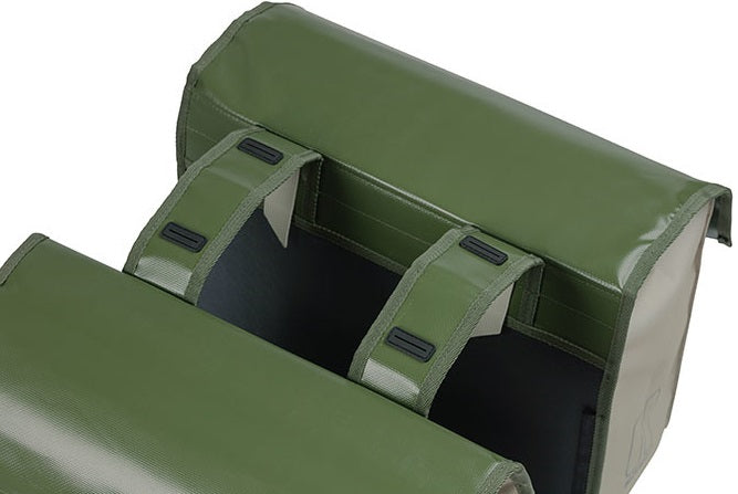 Basil Urban Load dubbele fietstas - waterdicht zeildoek polyester - groen zand - 48-53L