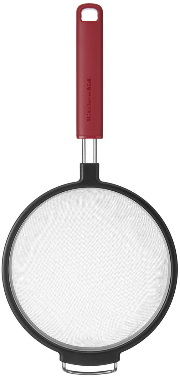 Kitchenaid zeef met handvat, bolzeef, 17 cm, kunststof rvs, rood -
