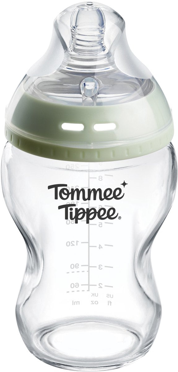 Tommee tippee glazen natural start fles - 1 x 250ml- 0m+