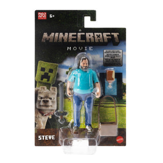 Minecraft mattel a movie action figure steve – 10 cm actiefiguur met zwaard en tas