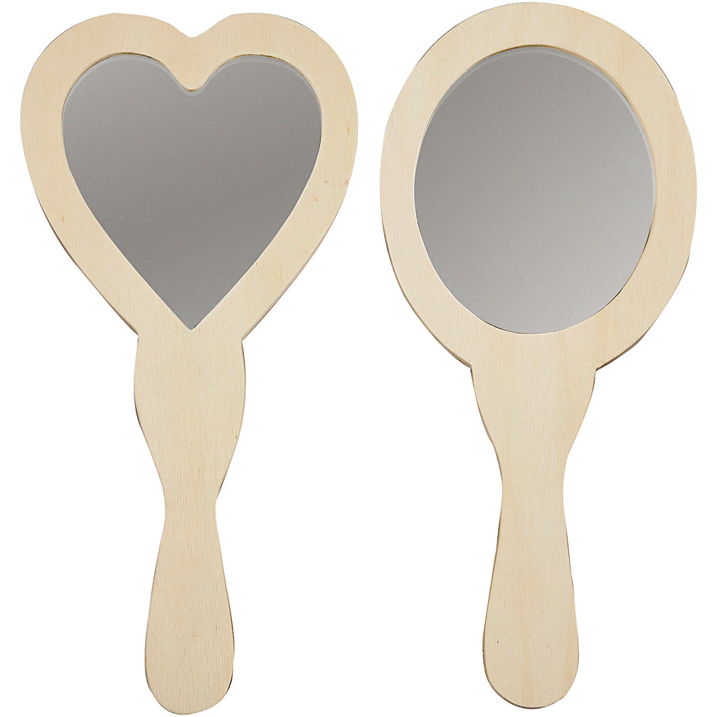 Versier je Houten Handspiegel, 2st. 25 cm