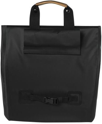 Basil Urban Dry Shopper - waterdichte fietsshopper, vegan lederen details, verstelbare sluiting, reflectie, mat zwart