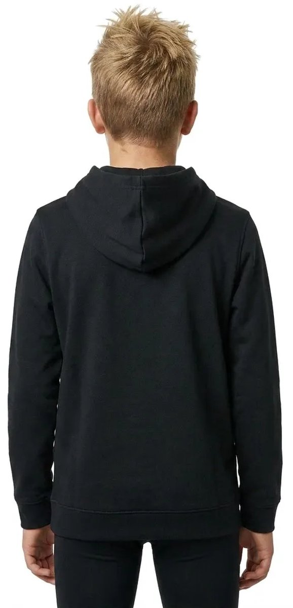 Under armour ua b rival fleece hoodie-blk jongens sporttrui - ultimate zwart - wit