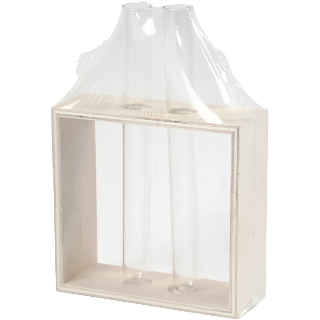 Creatief bedrijf houten rek met reageerbuizen, 3dlg.